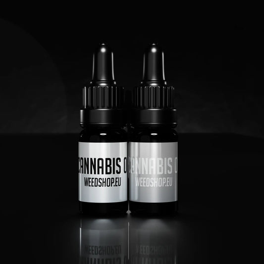 THCA and CBN cannabis oil bottles with EU-compliant cannabinoid profile