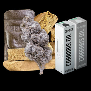 Ultimate THCA bundle with premium hash, indoor cannabis flower and cannabinoid oils